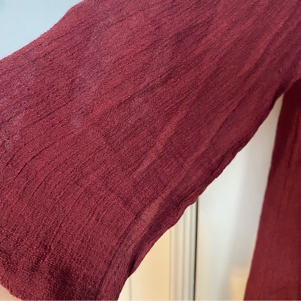 Monoreno Tunic Dress Boho Top Burgundy Non Iron M - Picture 5 of 13